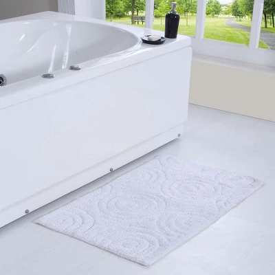 Knightsbridge Beautiful Circle Design Premium Quality Year Round Cotton With Non-Skid Back Bath Rug White 3 Knightsbridge Beautiful Circle Design Premium Quality Year Round Cotton With Non-Skid Back Bath Rug White