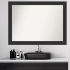 43" X 32" Non-Beveled Corvino Wood Bathroom Wall Mirror Black - Amanti Art -Bathroom Accessories Store GUEST 66bf05ef 8c41 42ba ac9e 1606666588b5