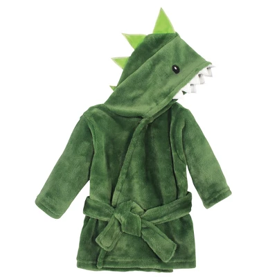 Hudson Baby Infant Unisex Plush Animal Face Bathrobe, Dinosaur, 0-9 Months 4 Hudson Baby Infant Unisex Plush Animal Face Bathrobe, Dinosaur, 0-9 Months - Image 2