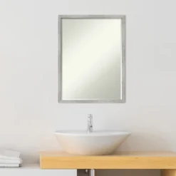 Amanti Art Shiplap White Narrow Petite Bevel Wood Bathroom Wall Mirror 25 X 19 In. -Bathroom Accessories Store GUEST 68b9a5ca 19f9 49ec a83c e74fd43fbbdf