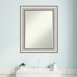 Amanti Art Salon Silver Petite Bevel Bathroom Wall Mirror 29.25 X 23.25 In. -Bathroom Accessories Store GUEST 693542d3 de00 4bc6 8b14 7625871efc74