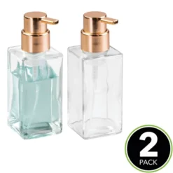 MDesign Glass Refillable Foaming Soap Pump, 2 Pack