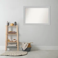 40" X 28" Non-Beveled Shiplap White Wood Bathroom Wall Mirror - Amanti Art -Bathroom Accessories Store GUEST 69da506b ac8d 4dd8 865e c7f4527e0eb4