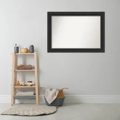 42" X 30" Non-Beveled Ridge Black Bathroom Wall Mirror - Amanti Art -Bathroom Accessories Store GUEST 6b79e889 eeb2 4bca 8630 0cbcbbcabdfe