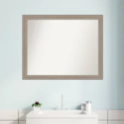 31" X 25" Non-Beveled Curve Wood Bathroom Wall Mirror Gray Wash - Amanti Art -Bathroom Accessories Store GUEST 6c0eb6e0 501e 42a7 b3dc e6441d3c74e6