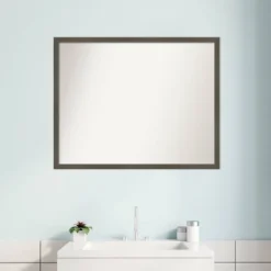 30" X 24" Non-Beveled Svelte Clay Gray Wood Bathroom Wall Mirror - Amanti Art -Bathroom Accessories Store GUEST 6c1341cd 2120 4ead b47c cf7943011e3c