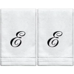 Creative Scents Set Of 2 White Fingertip Monogrammed Towels, Black Embroidered 32 Creative Scents Set Of 2 White Fingertip Monogrammed Towels, Black Embroidered -Bathroom Accessories Store GUEST 6d095042 86fe 4da9 86b0 f7c1466825e4