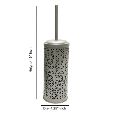 Laser Cut Pewter Step Garbage Trash Can & Toilet Brush Holder With Lid Pewter - Nu Steel 8 Laser Cut Pewter Step Garbage Trash Can & Toilet Brush Holder With Lid Pewter - Nu Steel - Image 6