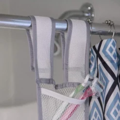 Grand Fusion - Hanging Shower Caddy 2 Pk - Hanging Fabric Shower Caddy Mesh Design Attaches To Shower Rod Via Grommets Or Hook And Loop Straps. Holds Shampoo, Body Wash, Razors, Poufs -Bathroom Accessories Store GUEST 7082b417 1a31 44e3 9db2 793289bf1ef8