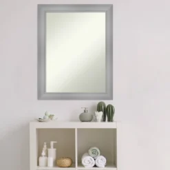 22" X 28" Non-Beveled Flair Bathroom Wall Mirror Polished Nickel - Amanti Art -Bathroom Accessories Store GUEST 70f8332b e4bf 4063 a008 8695d8f09fce