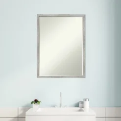 Amanti Art Shiplap White Narrow Petite Bevel Wood Bathroom Wall Mirror 25 X 19 In. -Bathroom Accessories Store GUEST 715cdc77 c689 4cc9 ab2c eef47a59a98c