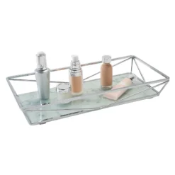 Geometric Tempered Glass Vanity Tank Tray White/Chrome - Home Details -Bathroom Accessories Store GUEST 739d91ab 07bd 4be6 bcf5 1c315dd2e316