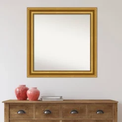 32" X 32" Non-Beveled Parlor Bathroom Wall Mirror Gold - Amanti Art -Bathroom Accessories Store GUEST 75e8d013 b820 4a26 97b6 f7768f7ddd2a