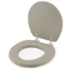 J&V Textiles Embroidered Soft Round Toilet Seat With Easy Clean & Change Hinge, Padded