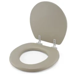 J&V Textiles Embroidered Soft Round Toilet Seat With Easy Clean & Change Hinge, Padded