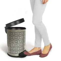 Laser Cut Pewter Step Garbage Trash Can & Toilet Brush Holder With Lid Pewter - Nu Steel 10 Laser Cut Pewter Step Garbage Trash Can & Toilet Brush Holder With Lid Pewter - Nu Steel -Bathroom Accessories Store GUEST 784a8b42 9036 4c53 a3b2 a3adeb365ca2