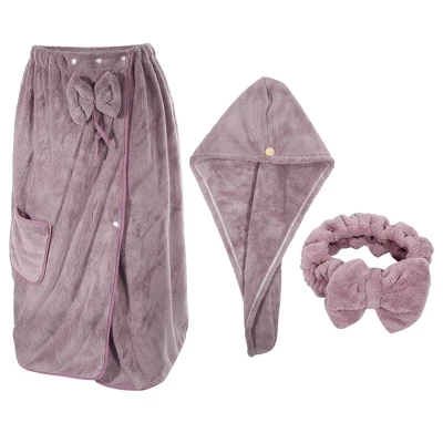 Unique Bargains Women's Bath Wrap Towel Body Wrap For Shower Spa Adjustable Robes With Hair Dry Cap Headband 1 Set 12 Unique Bargains Women's Bath Wrap Towel Body Wrap For Shower Spa Adjustable Robes With Hair Dry Cap Headband 1 Set - Image 10