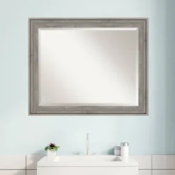 Regis Barnwood Framed Bathroom Vanity Wall Mirror Gray - Amanti Art -Bathroom Accessories Store GUEST 79601bd0 1694 4a59 8077 88a0175a32c6