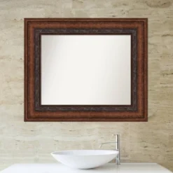 38" X 32" Non-Beveled Decorative Bathroom Wall Mirror Bronze - Amanti Art -Bathroom Accessories Store GUEST 7a604427 f689 4cc5 8f39 2a1d9c3a9fda