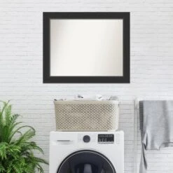 33" X 27" Non-Beveled Corvino Wood Bathroom Wall Mirror Black - Amanti Art -Bathroom Accessories Store GUEST 7ae7e2ea 32ff 40e5 9754 0a76eb2ff0f0