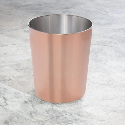 MDesign Round Metal Small Trash Can Wastebasket, Garbage Bin 3 MDesign Round Metal Small Trash Can Wastebasket, Garbage Bin
