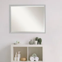 Hera Brushed Framed Bathroom Vanity Wall Mirror Chrome - Amanti Art -Bathroom Accessories Store GUEST 7b7be158 839e 4261 b7f9 55e14ffc87ed