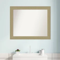 32" X 26" Non-Beveled Mosaic Bathroom Wall Mirror Gold - Amanti Art -Bathroom Accessories Store GUEST 7b9969d8 2d65 46e0 93dd 8c1d02977c3e