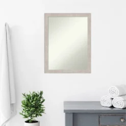 21" X 27" Non-Beveled Marred Wood Bathroom Wall Mirror Silver - Amanti Art -Bathroom Accessories Store GUEST 7c10f9f5 2f3d 4254 98ff 1111fd1a2490