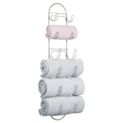 MDesign Metal Wall Mount Bath Towel Storage Organizer Rack, 6 Shelves -Bathroom Accessories Store GUEST 7cc6ad29 c0c9 4919 a39a 3c8cfaa853d7