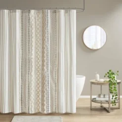 72"x72" Imani Chenille Striped Cotton Printed Shower Curtain -Bathroom Accessories Store GUEST 7daea8ed e00a 4d1f af45 5c38c1896b5b