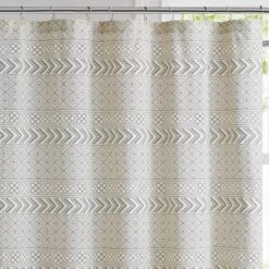 Chase Shower Curtain Off White/Black - Brooklyn Loom