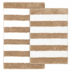 2pc Beach Striped Washable Bathroom Rug Set - Garland Rug -Bathroom Accessories Store GUEST 7fb6a5da 39dd 4caf 8d12 327044e42792