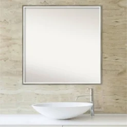 27" X 27" Non-Beveled Lucie Wood Bathroom Wall Mirror Silver - Amanti Art -Bathroom Accessories Store GUEST 7fe025a1 2f2a 480b ae9a 4ef976ca9b87