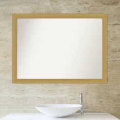 42" X 31" Non-Beveled Grace Bathroom Wall Mirror Brushed Gold - Amanti Art -Bathroom Accessories Store GUEST 80b39aad f59e 4ee1 9af5 9fd910681c7c