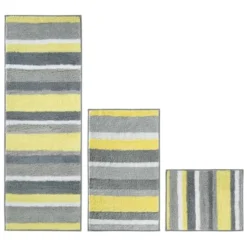 MDesign Striped Microfiber Bathroom Spa Mat Rugs/Runner, Set Of 3 -Bathroom Accessories Store GUEST 82abd19a 964d 406b 9cf0 6143f75c7d86
