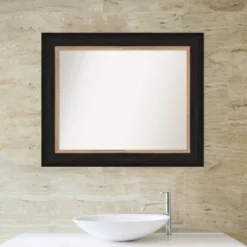 35" X 29" Non-Beveled Vogue Black Bathroom Wall Mirror - Amanti Art -Bathroom Accessories Store GUEST 847f64eb b5f0 4a95 82b2 27ca12cc21f9