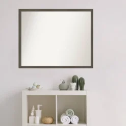 30" X 24" Non-Beveled Svelte Clay Gray Wood Bathroom Wall Mirror - Amanti Art -Bathroom Accessories Store GUEST 854e15b0 cc07 4207 8f5a 44fedaf13c5c
