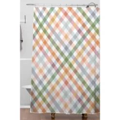 Ninola Design Countryside Gingham Picnic Diagnol Shower Curtain Green - Deny Designs