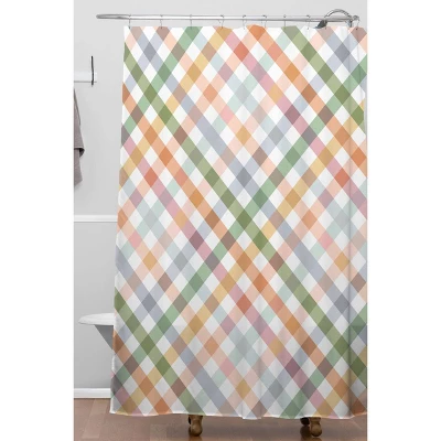 Ninola Design Countryside Gingham Picnic Diagnol Shower Curtain Green - Deny Designs 3 Ninola Design Countryside Gingham Picnic Diagnol Shower Curtain Green - Deny Designs