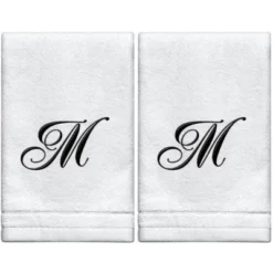 Creative Scents Set Of 2 White Fingertip Monogrammed Towels, Black Embroidered 40 Creative Scents Set Of 2 White Fingertip Monogrammed Towels, Black Embroidered -Bathroom Accessories Store GUEST 85fb18e9 81ca 49b5 8d4b ef8241588bdb