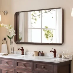 ANDY STAR Modern 24 Inch Long X 36 Inch Wide Rectangular Recessed Contemporary Vanity Mirror With 2 Inch Deep Frame And Rounded Corners, Bronze -Bathroom Accessories Store GUEST 864d8aeb 32e3 4d71 bce9 a074e0740e89