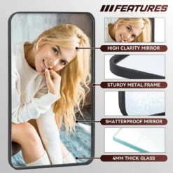 Serio 22" X 30" Brushed Metal Framed Rounded Corner Rectangular Vanity Mount Decorative Bathroom Vanity Mirrors-The Pop Home -Bathroom Accessories Store GUEST 880eef05 df90 4bc9 9289 b64dced8975b