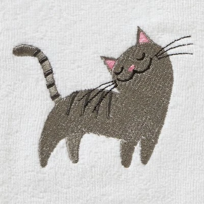 2pk Gray Cat Hand Towel Set White - SKL Home 3 2pk Gray Cat Hand Towel Set White - SKL Home