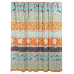 Barefoot Bungalow Carlie Florals And Whimsical Songbirds Shower Curtain 72"x72" Calico Stripe -Bathroom Accessories Store GUEST 8a924da8 001d 4eea 8afa 89d57d07dae1