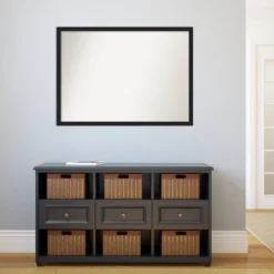 40" X 29" Non-Beveled Grace Brushed Narrow Bathroom Wall Mirror Metallic Silver - Amanti Art -Bathroom Accessories Store GUEST 8d7dfa63 0afd 409f 9702 fefc06c433df