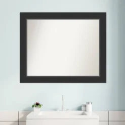 33" X 27" Non-Beveled Corvino Wood Bathroom Wall Mirror Black - Amanti Art -Bathroom Accessories Store GUEST 8f4600c7 2ad8 41f2 a7c3 28e261a2086f