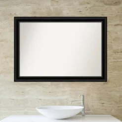 40" X 28" Non-Beveled Corded Bathroom Wall Mirror Black - Amanti Art -Bathroom Accessories Store GUEST 91f60cc2 22a1 4ce6 b04a 047fa0792e09