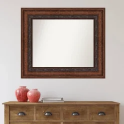 38" X 32" Non-Beveled Decorative Bathroom Wall Mirror Bronze - Amanti Art -Bathroom Accessories Store GUEST 92740d23 3b8a 48bb 9900 07a2c199c7b6