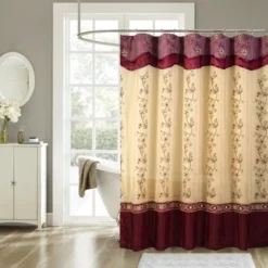 Priscilla Embroidered Shower Curtain With Double Valance By RT Designers Collection -Bathroom Accessories Store GUEST 94aaf3de d57e 434e 800d d32504344be0