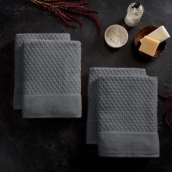 4pc Cotton Diamond Textured Bath Towel Set - Isla Jade -Bathroom Accessories Store GUEST 950e807c ea6e 4356 9d3d f805b48d0652